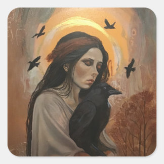 Zwarte kraai met vrouwelijke stickers