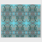 zwarte kraai op blauw verpakkingspapier cadeaupapier (Vlak)