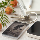 Zwarte kraai op  fiets sleutelhanger (Voorkant Rechts)