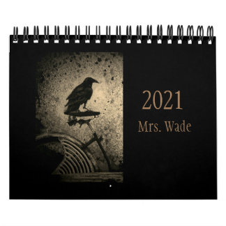 zwarte kraai op  fietskalender kalender