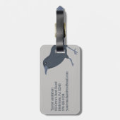 Zwarte kraai op grijs gepersonaliseerd bagagelabel (Achterkant verticaal)