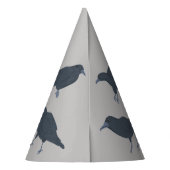 Zwarte kraai op grijs gepersonaliseerd feesthoedjes (Achterkant)