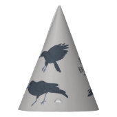 Zwarte kraai op grijs gepersonaliseerd feesthoedjes (Links)