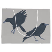 Zwarte kraai op grijs gepersonaliseerd groot cadeauzakje (Achterkant)