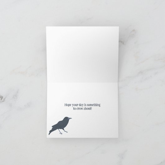 Zwarte kraai op grijs gepersonaliseerd kaart (Binnen)