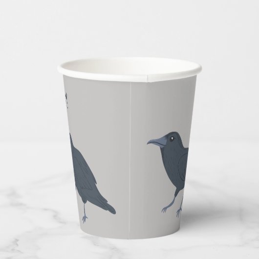 Zwarte kraai op grijs gepersonaliseerd papieren bekers (Rechts)