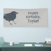 Zwarte kraai op grijs gepersonaliseerd spandoek (Beurs)