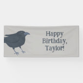 Zwarte kraai op grijs gepersonaliseerd spandoek (Horizontaal)