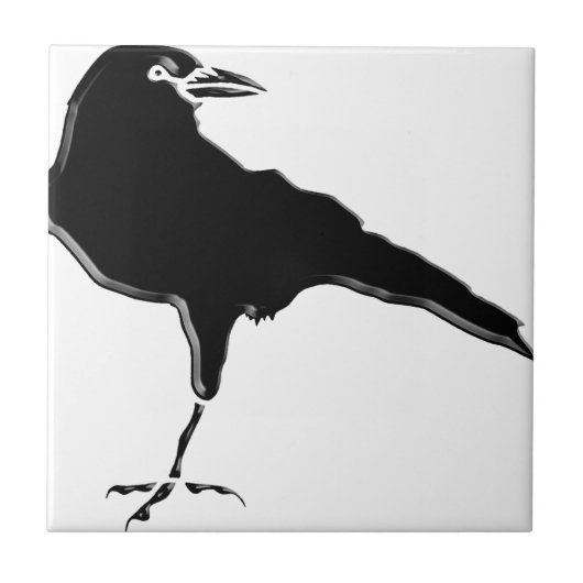 Zwarte Kraai Rustieke Gotische Vogel Tegeltje (Voorkant)