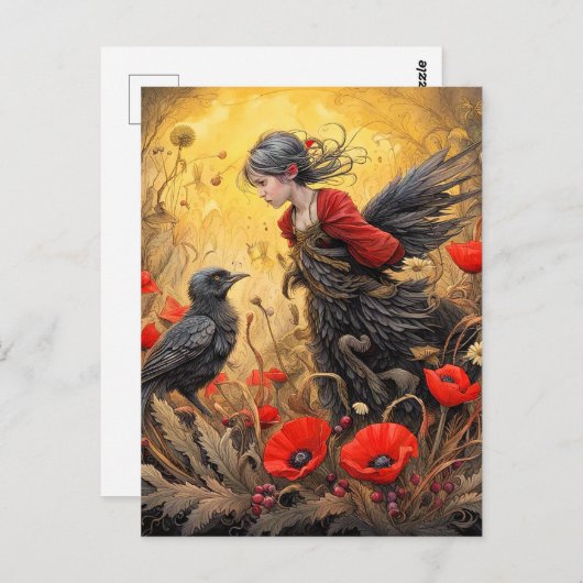 Zwarte kraai transformeren ontwerpers kunst briefkaart (Voorkant / Achterkant)