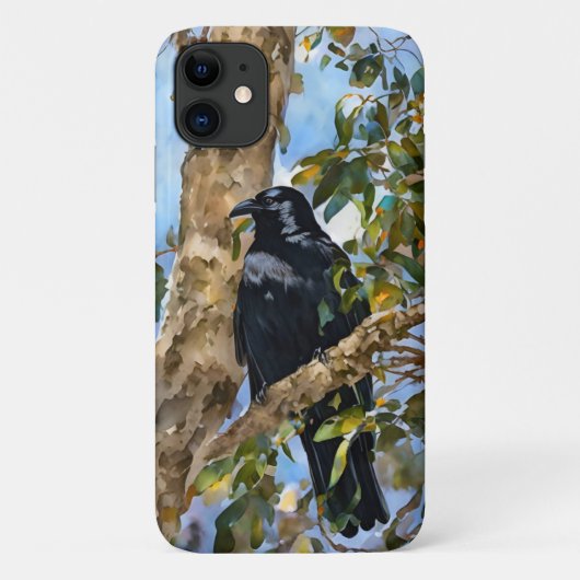 Zwarte Kraai Vogel Kunst Telefoonhoes Case-Mate iPhone Case (Achterkant)