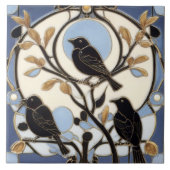 Zwarte kraaien Art Nouveau Vogels Art Deco Vogel Tegeltje (Voorkant)