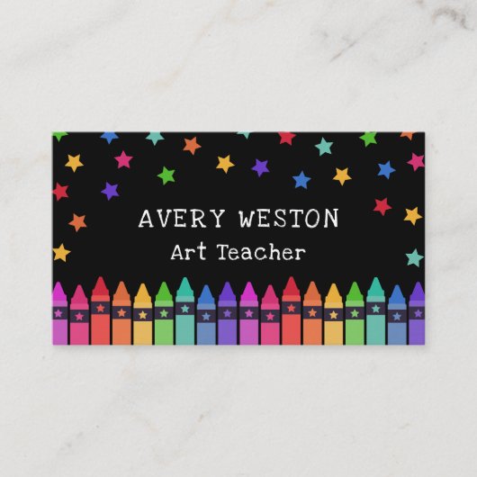 Zwarte kraaien en sterren leraar Kindergarten-aann Visitekaartje (Voorkant)