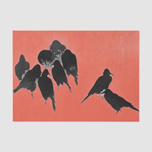 ZWARTE KRAAIEN JAPANS PRINT TISSUEPAPIER (Voorkant)