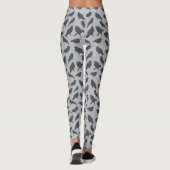 Zwarte kraaien vogels grijs patroon leggings (Achterkant)