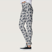 Zwarte kraaien vogels grijs patroon leggings (Links)
