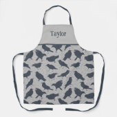 Zwarte kraaien vogels grijs patroon schort (Voorkant)