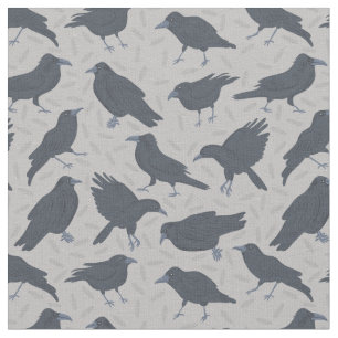 Zwarte kraaien vogels grijs patroon stof