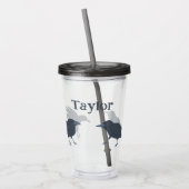 Zwarte kraaien vogels illustraties gepersonaliseer acryl drinkbeker (Links)