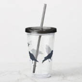 Zwarte kraaien vogels illustraties gepersonaliseer acryl drinkbeker (Achterkant)