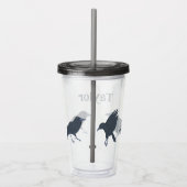 Zwarte kraaien vogels illustraties gepersonaliseer acryl drinkbeker (Rechts)