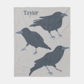 Zwarte kraaien vogels illustraties gepersonaliseer fleece deken (Voorkant)