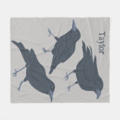 Zwarte kraaien vogels illustraties gepersonaliseer fleece deken (Voorkant (Horizontaal))