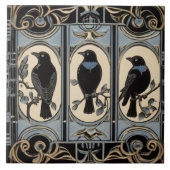 Zwarte kraaivogels Art Nouveau Art Deco Vogel Tegeltje (Voorkant)