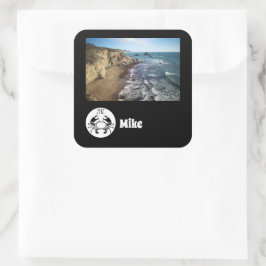 Zwarte krab Monogram Fotonaam Vierkante Sticker