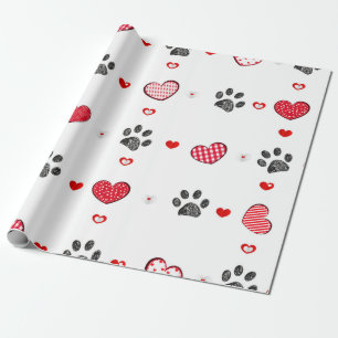 Zwarte krabbelpootafdruk met hart cadeaupapier