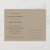 ZWARTE KRAFT FOLIAGE WREATH MONOGRAM COUPLY SHOWER UITNODIGING BRIEFKAART (Achterkant)