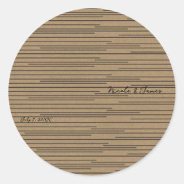 Zwarte Kraft Minimaal Moderne Lijnen Trouwen Ronde Sticker