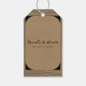 Zwarte Kraft Minimalistische Moderne Lijnen Trouwd Cadeaulabel (Achterkant)