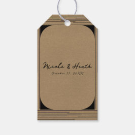Zwarte Kraft Minimalistische Moderne Lijnen Trouwe Cadeaulabel