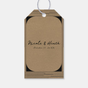 Zwarte Kraft Minimalistische Moderne Lijnen Trouwe Cadeaulabel