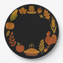 Zwarte Krans Circulaire Thanksgiving Pompoenen Her