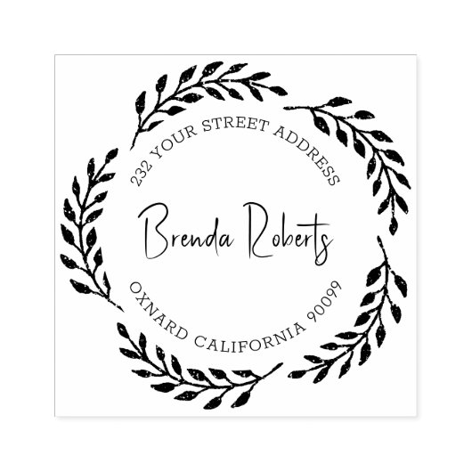 Zwarte krans grens Custom Moderne Typografie Rubberstempel (Afrduk)