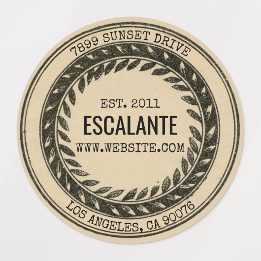 zwarte krans op Dark Beige Labels (Design 2)