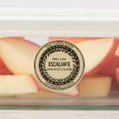  zwarte krans op Dark Beige Labels (Aangebracht)