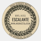  zwarte krans op Dark Beige Ronde Sticker (Voorkant)