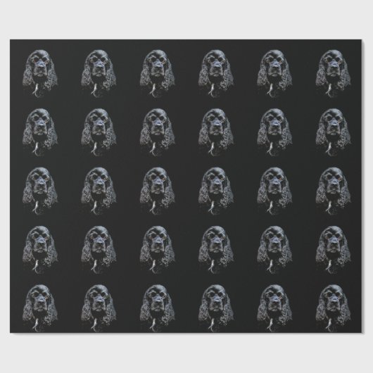 Zwarte kransspaniel cadeaupapier (Vlak)