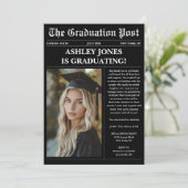 Zwarte krant Foto Afstuderen Kaart (Staand voorkant)