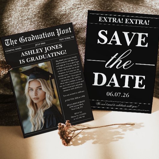 Zwarte krant Foto Afstuderen Kaart