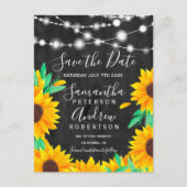 zwarte krijt licht zonnebloemen behalve datum aankondigingskaart (Voorkant)