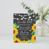 zwarte krijt licht zonnebloemen behalve datum aankondigingskaart (Staand voorkant)