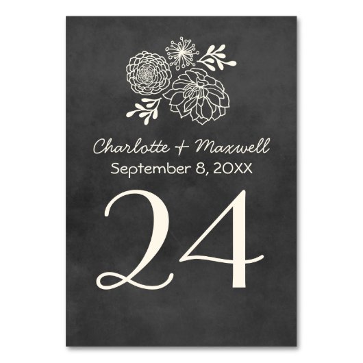  zwarte-krijtbord bruiloft monogram kaart (Voorkant)