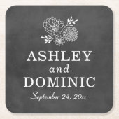  zwarte-krijtbord bruiloft monogram kartonnen onderzetters (Voorkant)