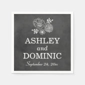  zwarte-krijtbord bruiloft monogram servetten (Voorkant)