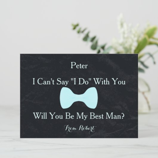 Zwarte krijtbordboog word jij mijn Bestman Kaart (Staand voorkant)