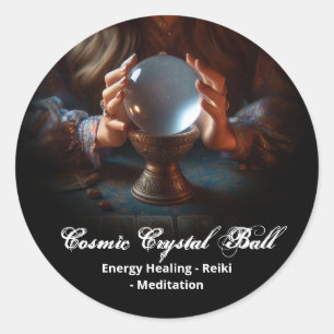 Zwarte Kristallen Bol Energie Reiki Yoga Meditatie Ronde Sticker